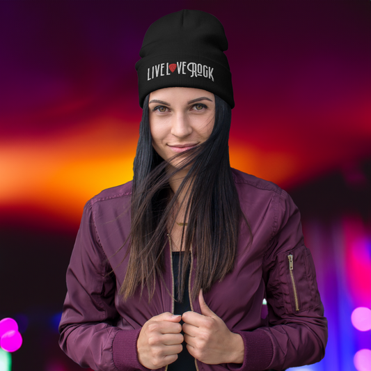 Black Embroidered Beanie