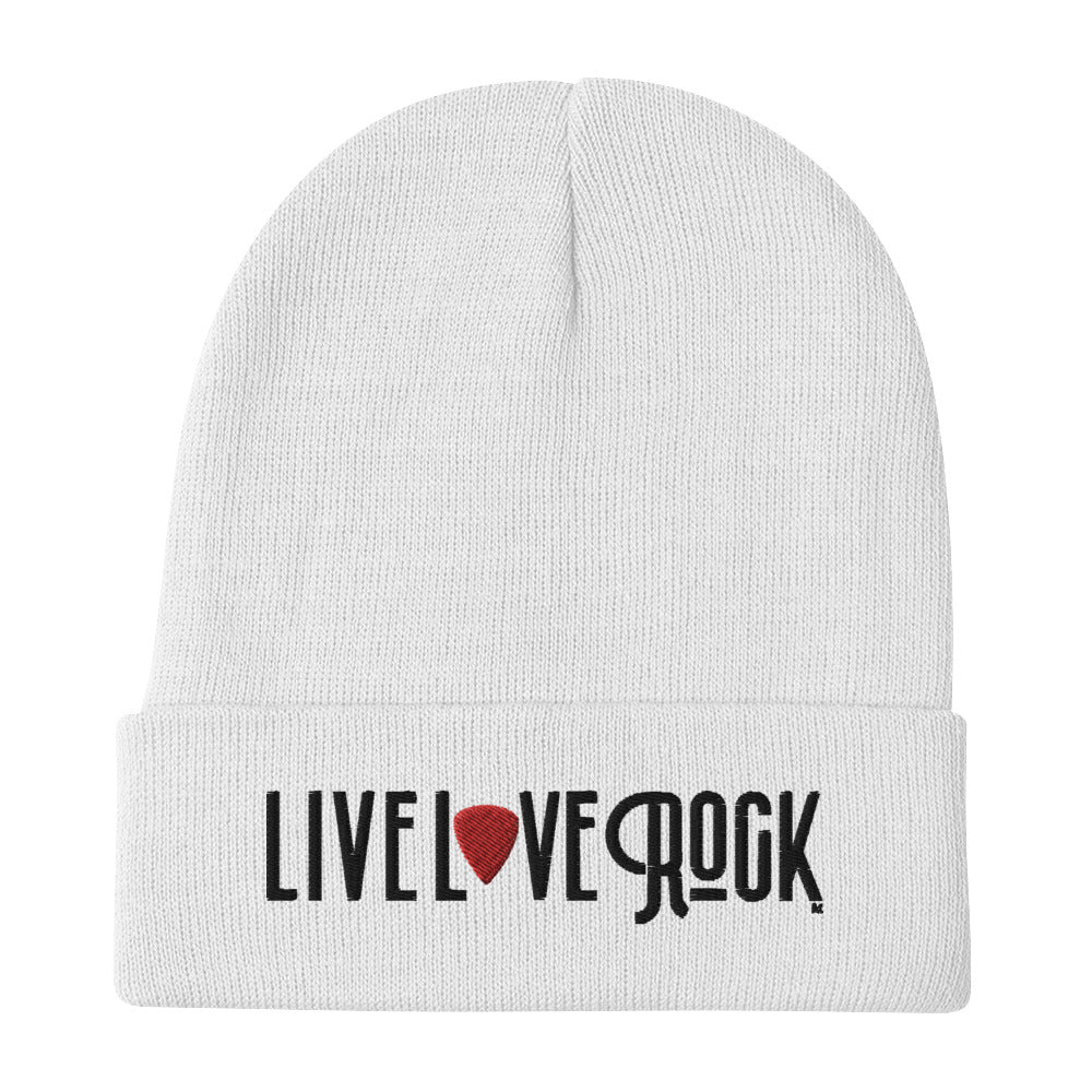 White Embroidered Beanie