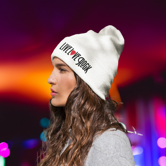 White Embroidered Beanie